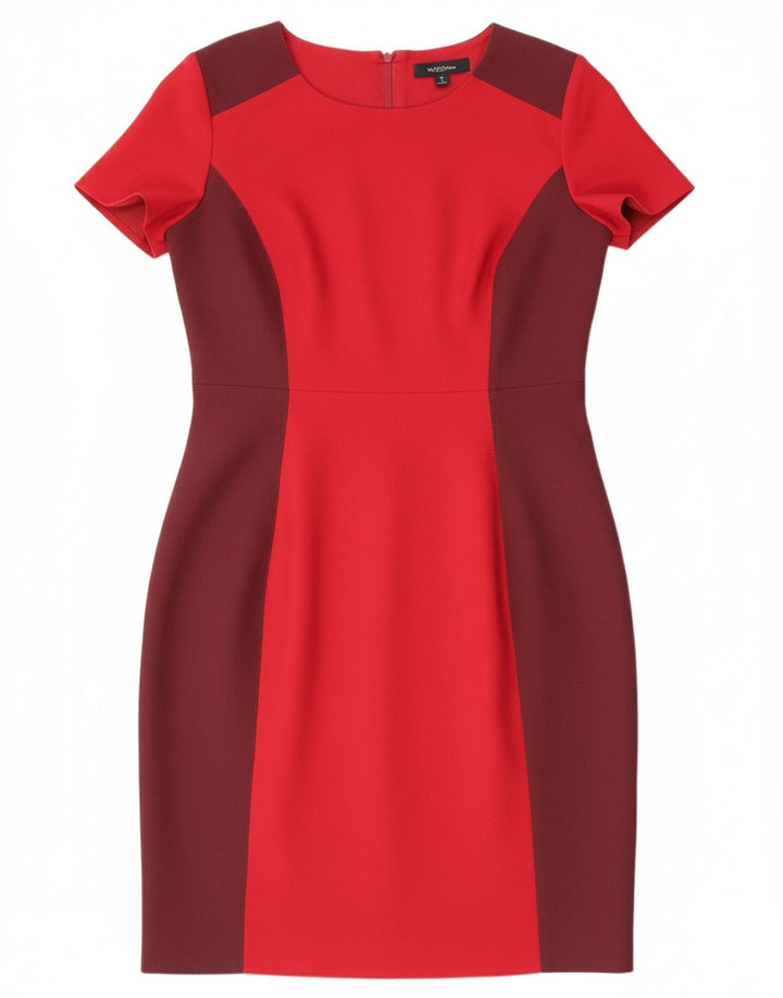 KAREN MILLEN Womens Sheath Dress UK 16 Large Red Colourblock Polyester