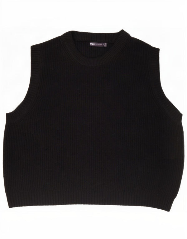 Marks & Spencer Dame Vest Tank Top UK 16 Large Black Polyester