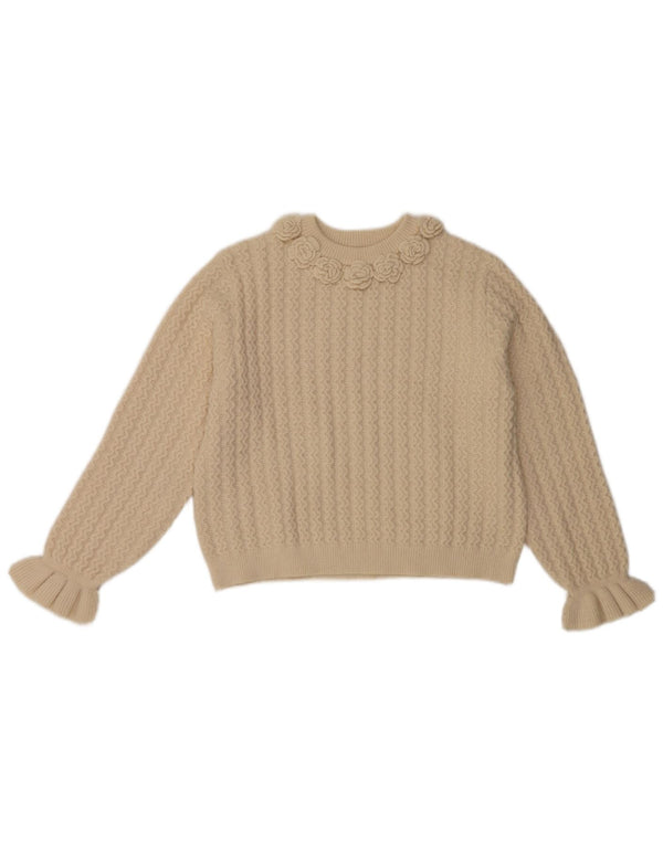 Zara Girls Crew Neck Jumper Sweater 13-14 år Beige Floral