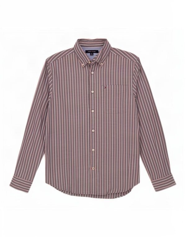 Tommy Hilfiger Mens Shirt Small Grey Pinstripe Cotton