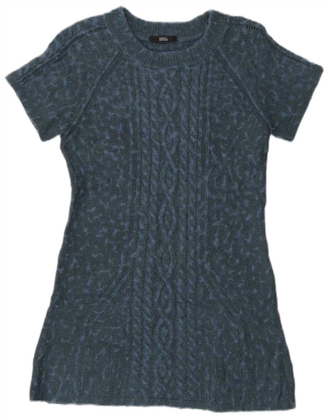 Marks & Spencer Dame Mini Jumper Kjole UK 12 Medium Blue Flecked