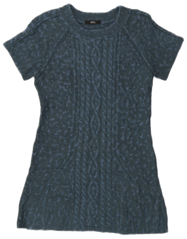 Marks & Spencer Dame Mini Jumper Kjole UK 12 Medium Blue Flecked
