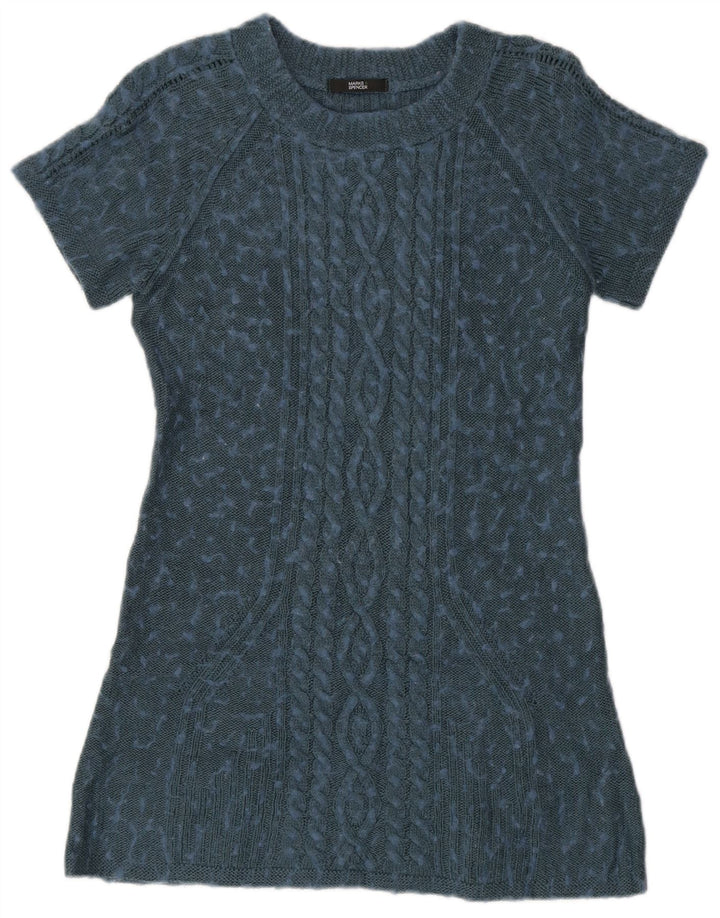 Marks & Spencer Dame Mini Jumper Kjole UK 12 Medium Blue Flecked