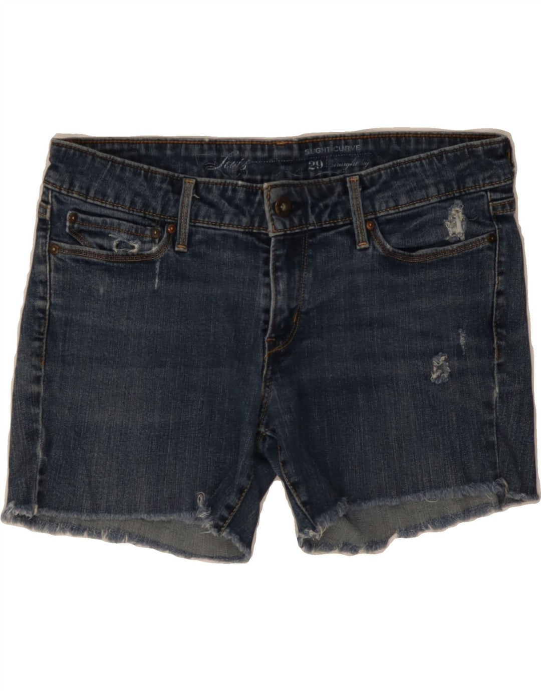 LEVI'S Womens Curvy Denim Shorts W29 Medium Navy Blue Cotton Vintage Levi's and Second-Hand Levi's from Messina Hembry 