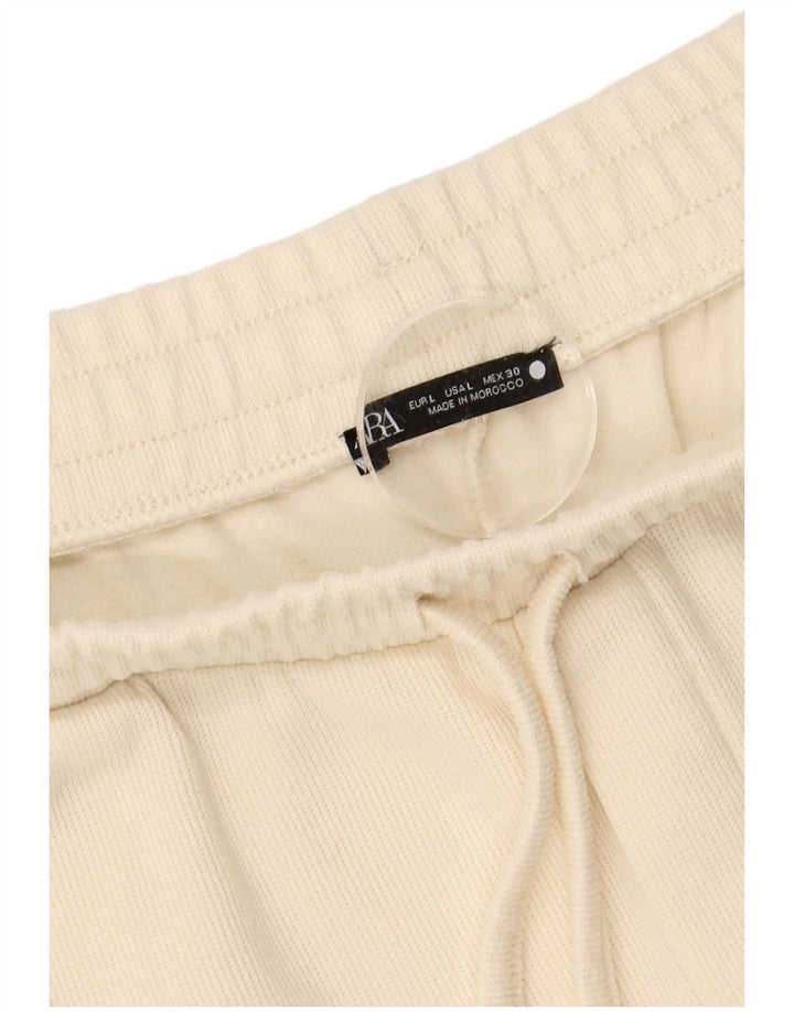 ZARA Womens Tracksuit Trousers Joggers UK 14 Large  Beige