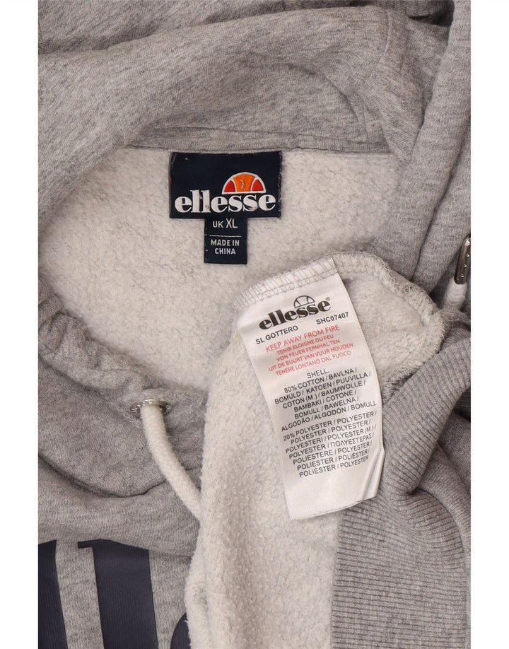 Ellesse Herre Grafisk Hoodie Jumper XL Grå Bomuld