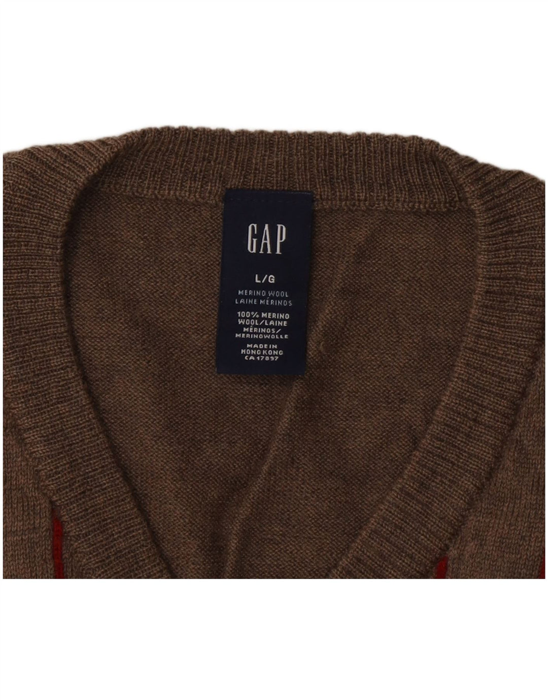 Gap Herre V-hals sweater Stor gråstribet Merinould