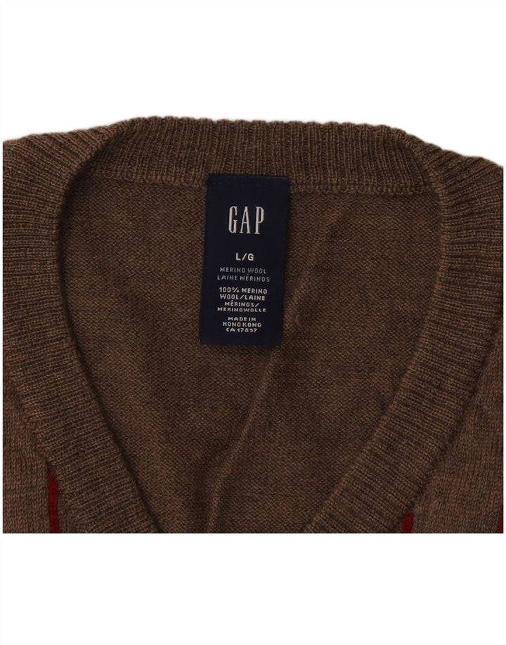 Gap Herre V-hals sweater Stor gråstribet Merinould
