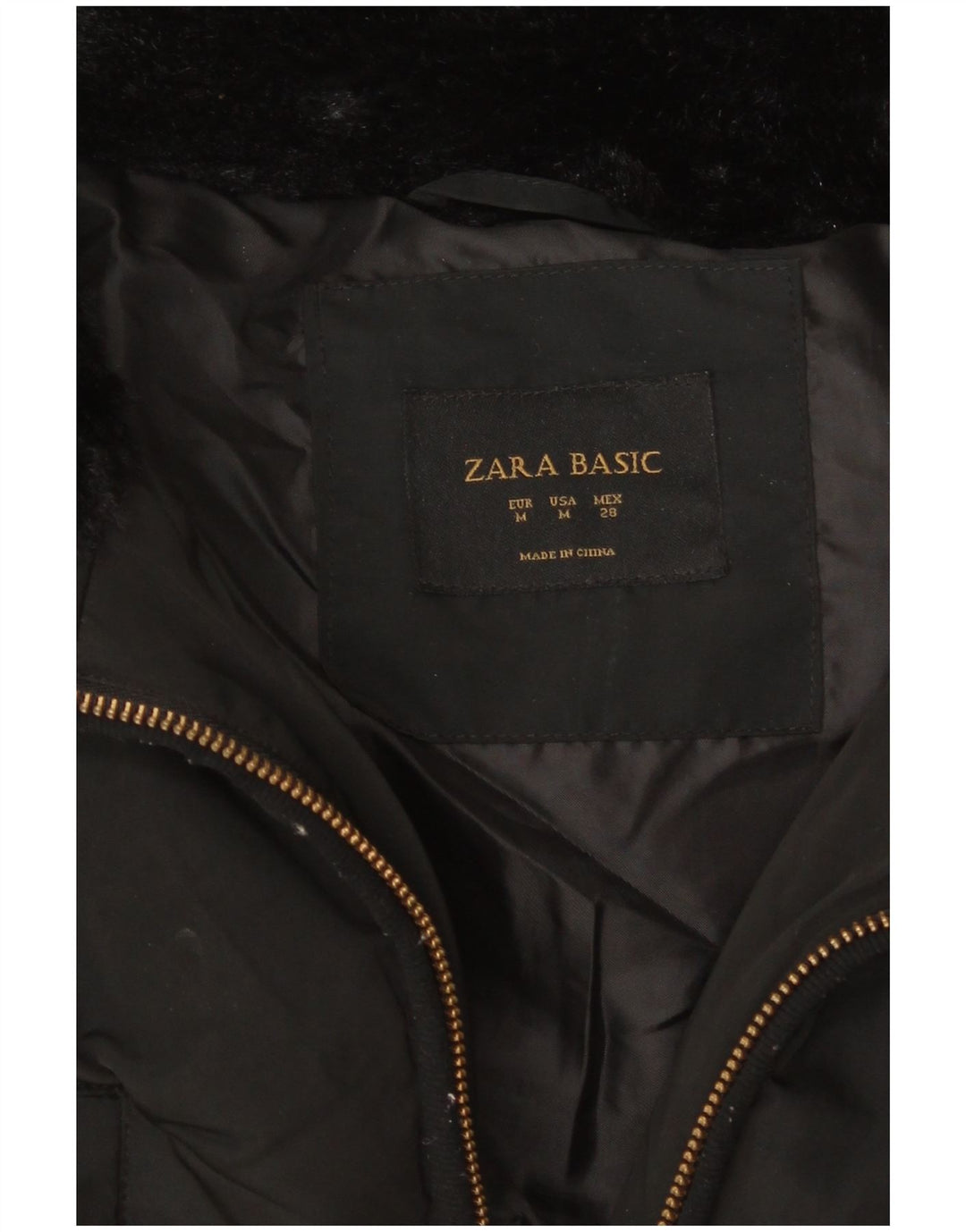 Zara Womens Polstret Frakke UK 12 Medium Black