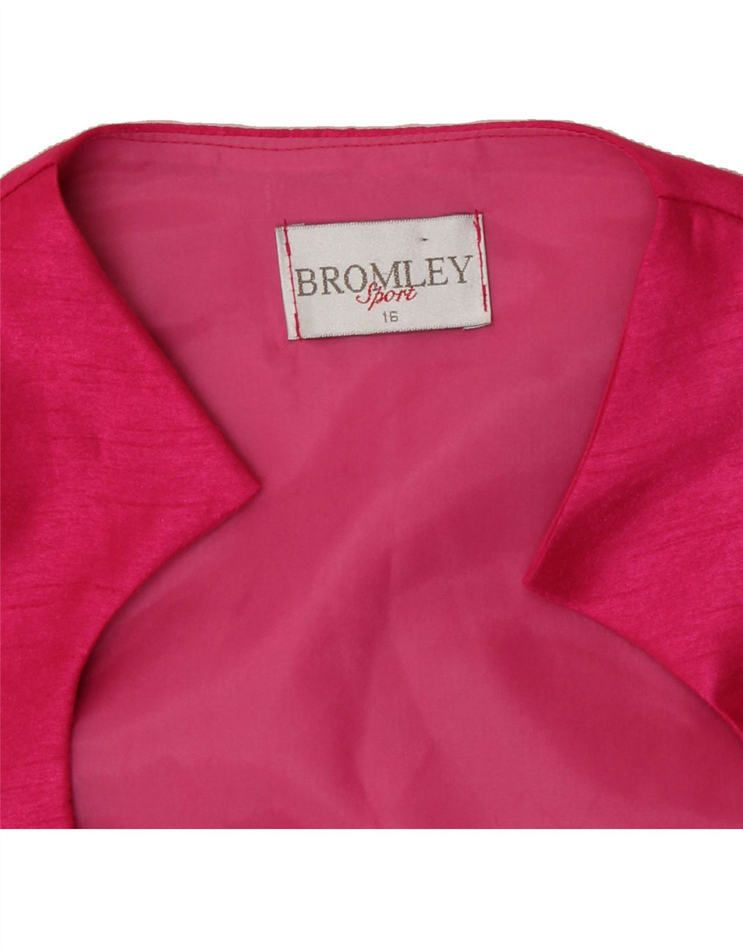 BROMLEY  Womens Crop 3 Button Short Sleeve Blazer Jacket UK 16 Large Pink Vintage Bromley and Second-Hand Bromley from Messina Hembry 