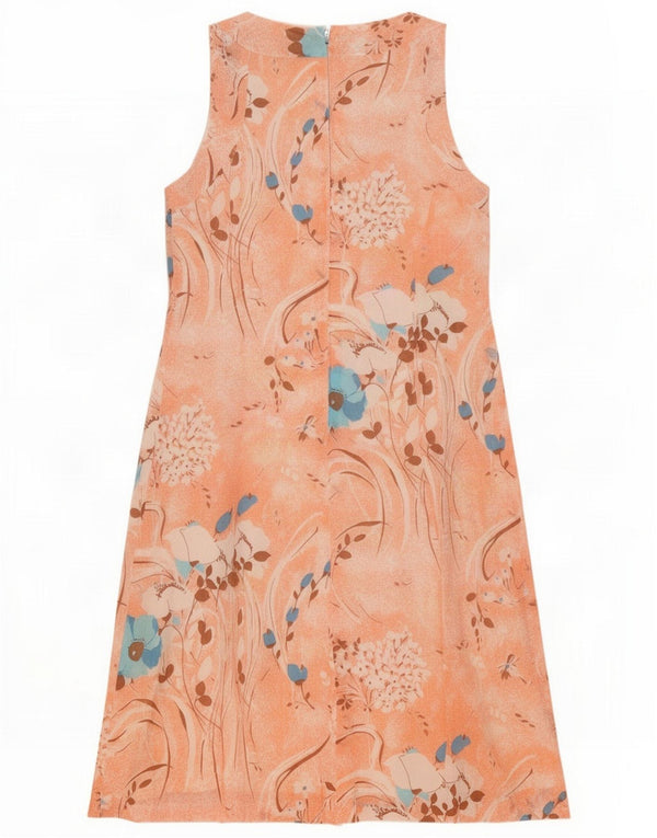 Vintage Womens Sleeveless Sheath Dress IT 44 Medium Orange Floral Acetate
