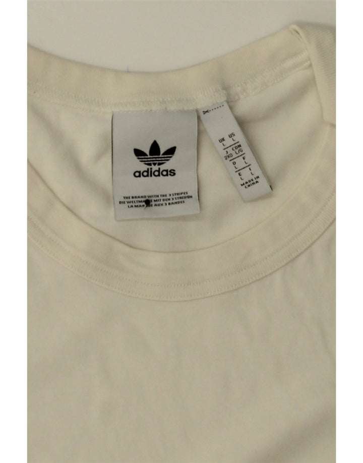 ADIDAS Mens T-Shirt Top Large White Cotton Vintage Adidas and Second-Hand Adidas from Messina Hembry 