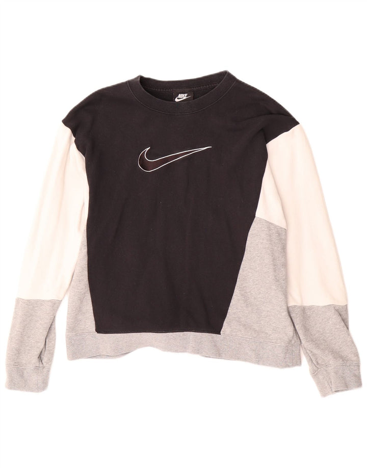 NIKE Oversized Sweatshirt Jumper UK 16 Stor sort farveblok