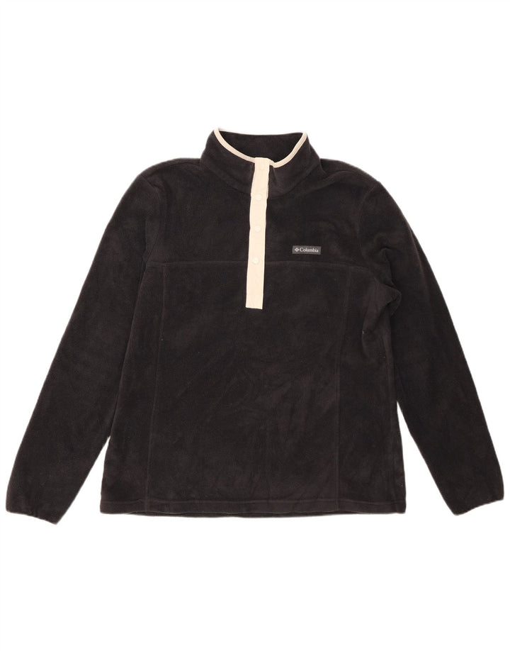 COLUMBIA Womens Button Neck Fleece Jumper UK 16 Large Grey Polyester