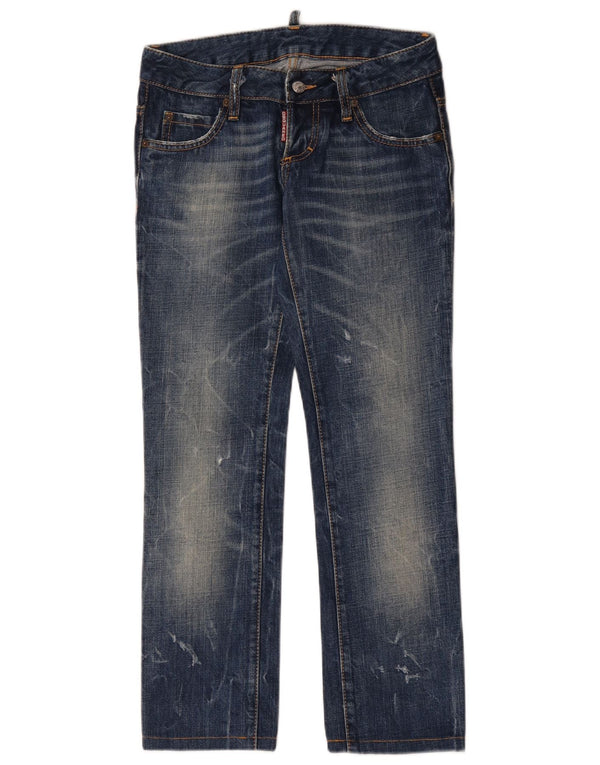 Dsquared2 Dame lavtaljede, lige jeans IT 38 XS W28 L27 Blå