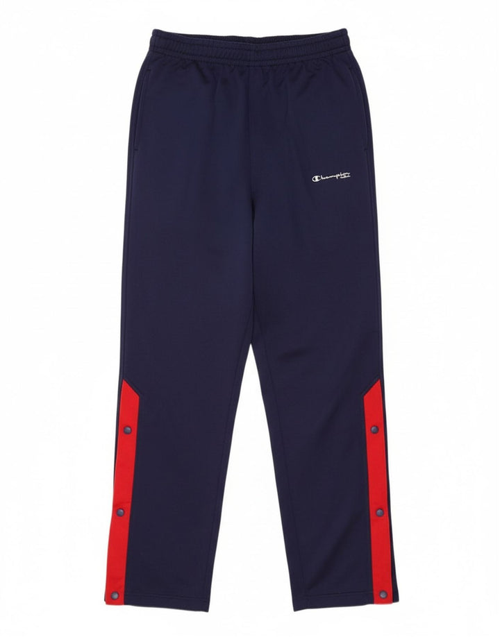 CHAMPION Mens Tracksuit Trousers Medium  Navy Blue Colourblock Polyester