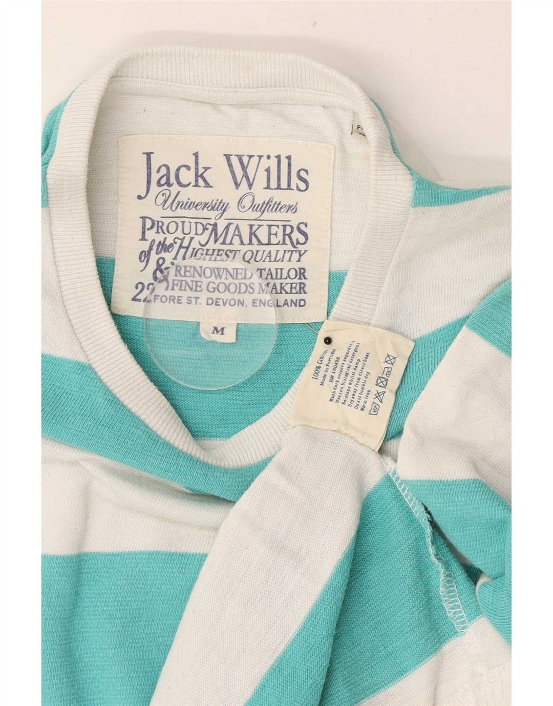 Jack Wills Herre T-shirt Top mellemgrøn stribet bomuld