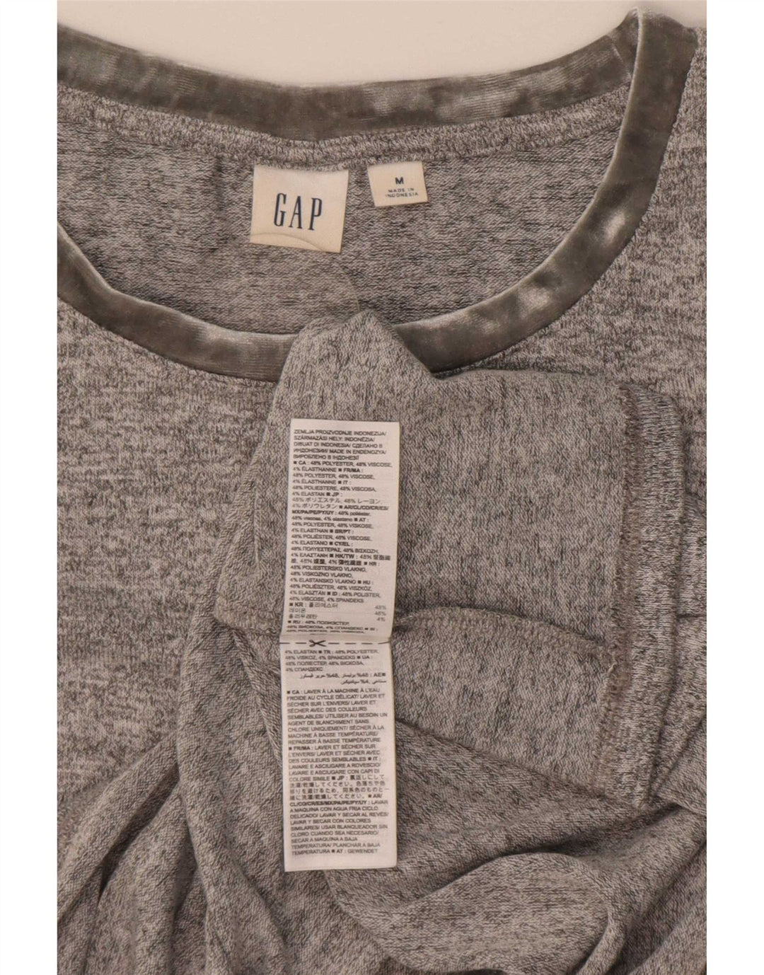Gap Dame T-Shirt Top UK 14 Medium Grey Polyester