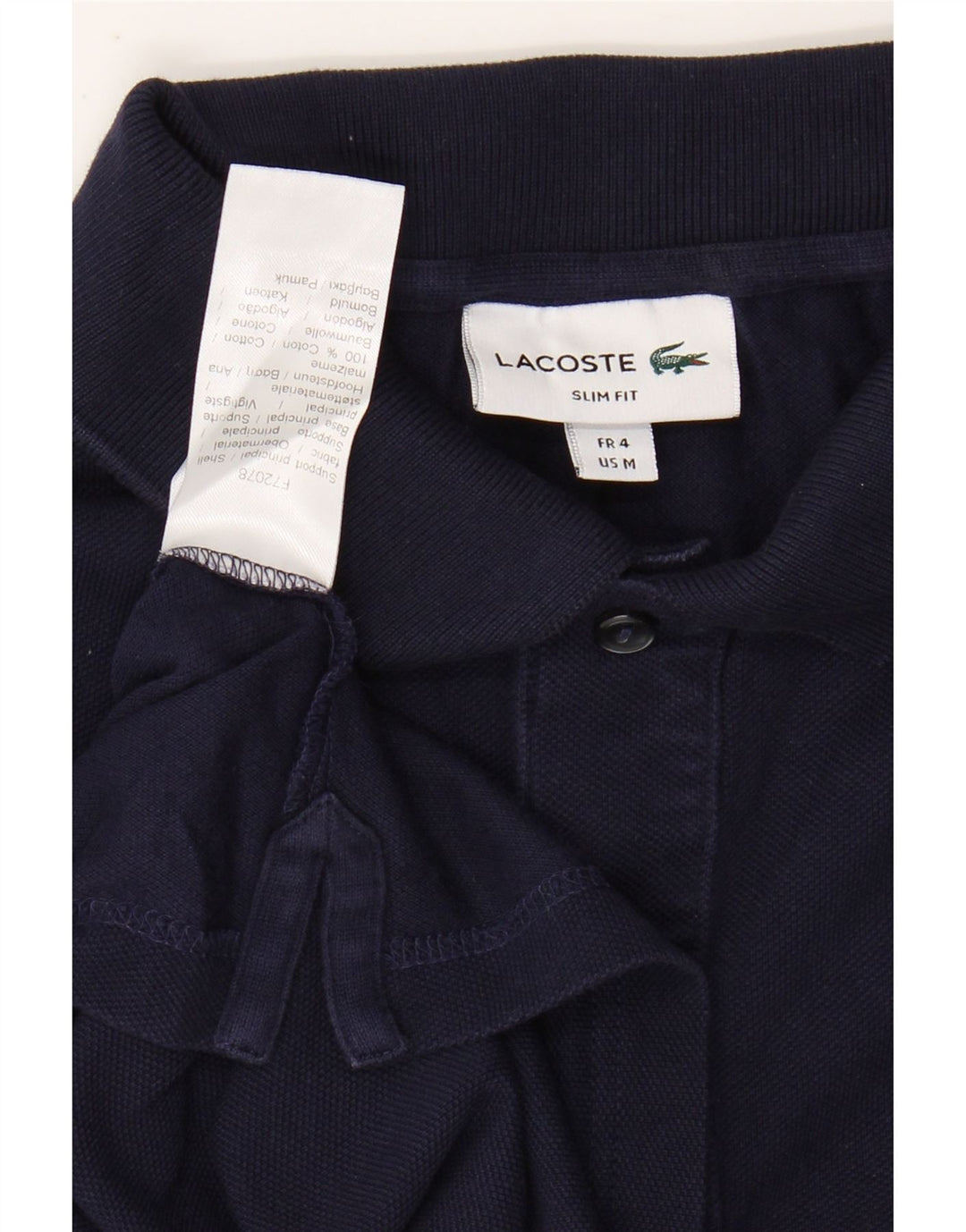 LACOSTE Herre Slim Fit Polo Shirt Størrelse 4 Medium Marineblå Bomuld