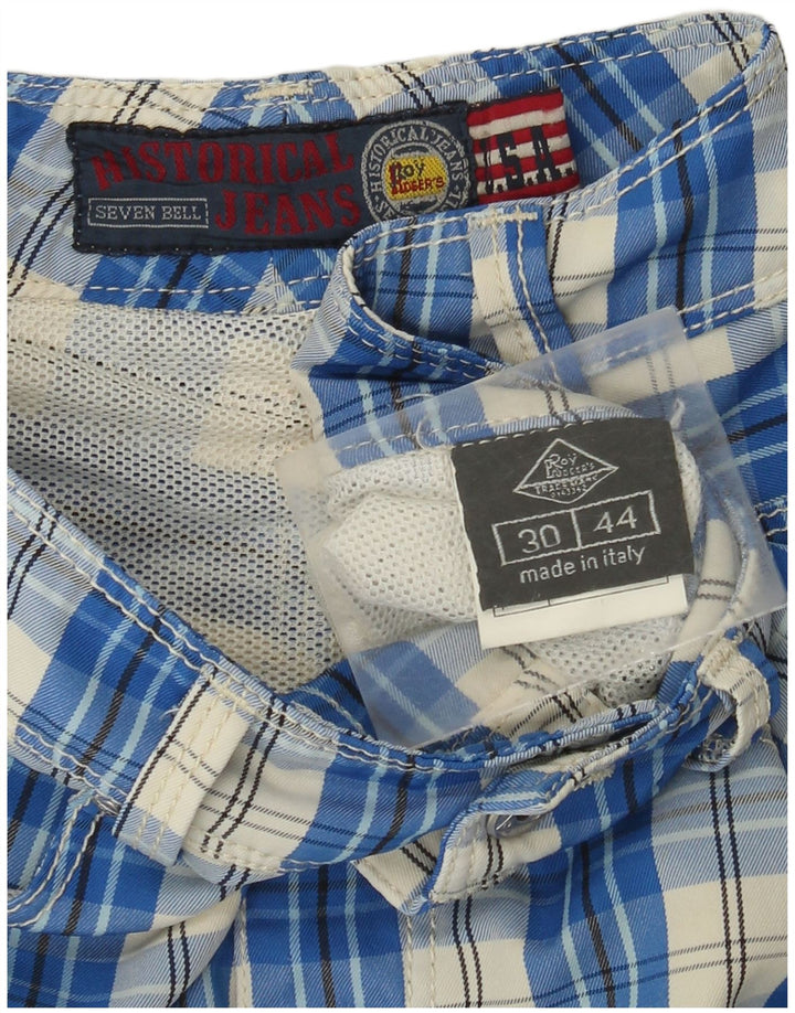 Roy Rogers Dame Casual Shorts IT 44 Medium W30 Blue Check Polyamide