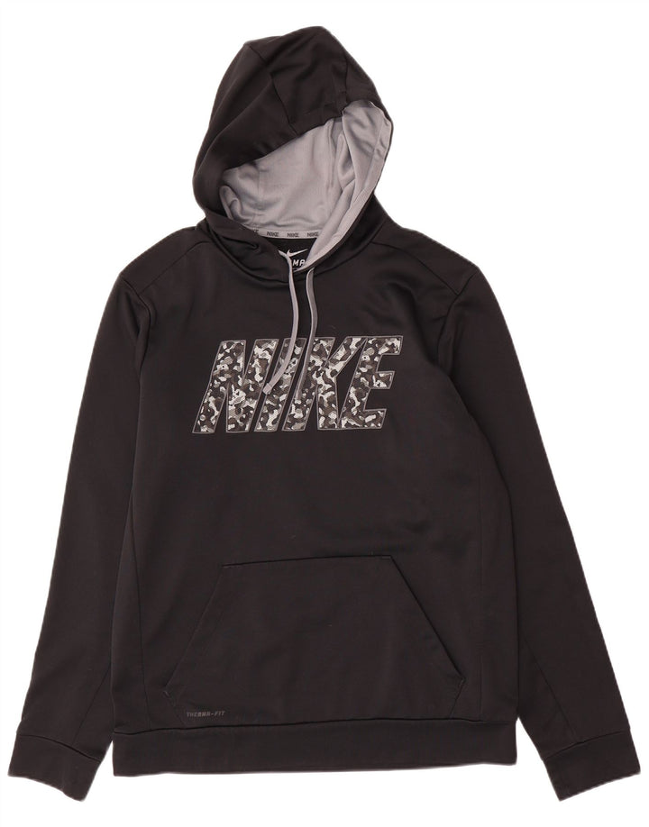 Nike Herre Therma-Fit grafisk hættetrøje Jumper Medium Sort Polyester