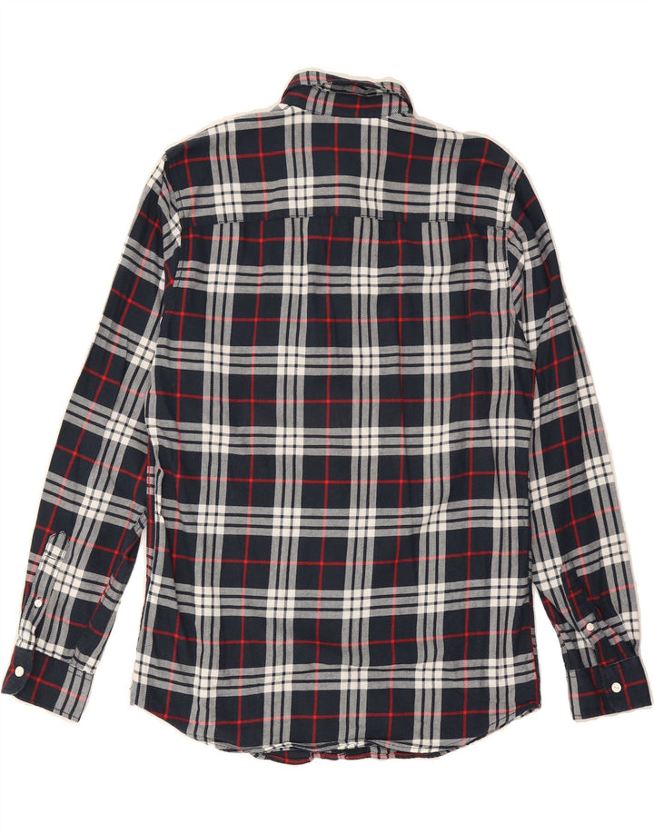 JACK & JONES Mens Flannel Shirt Medium Navy Blue Check Cotton Vintage Jack & Jones and Second-Hand Jack & Jones from Messina Hembry 