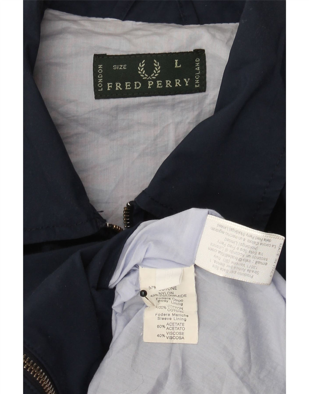 FRED PERRY Bomberjakke til mænd UK 40 Stor marineblå bomuld