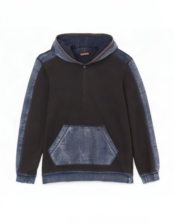 True Religion Herre lynlås hættetrøje Jumper Medium Sort Colourblock Bomuld