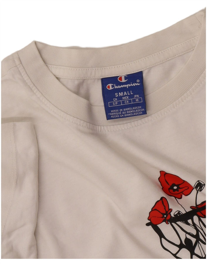 Champion Dame Grafisk T-Shirt Top UK 10 Small White