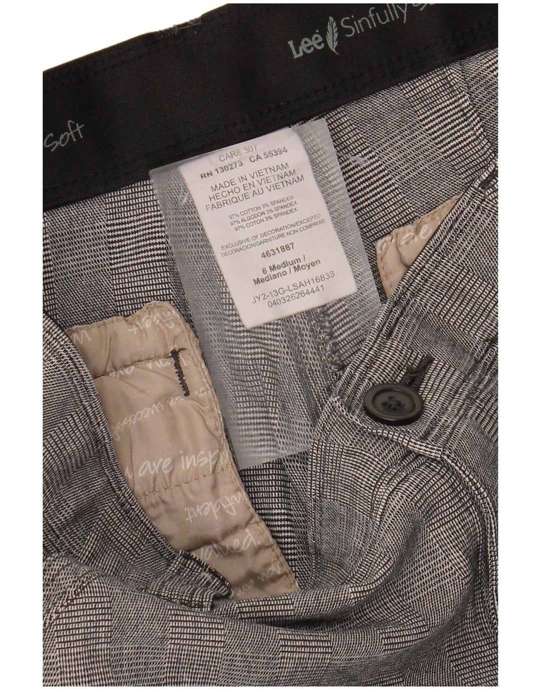LEE Womens Straight Casual Trousers US 8 Medium W30 L28 Grey Check Cotton