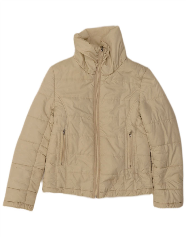 HOBBS Womens Padded Jacket UK 8 Small Off White Polyester