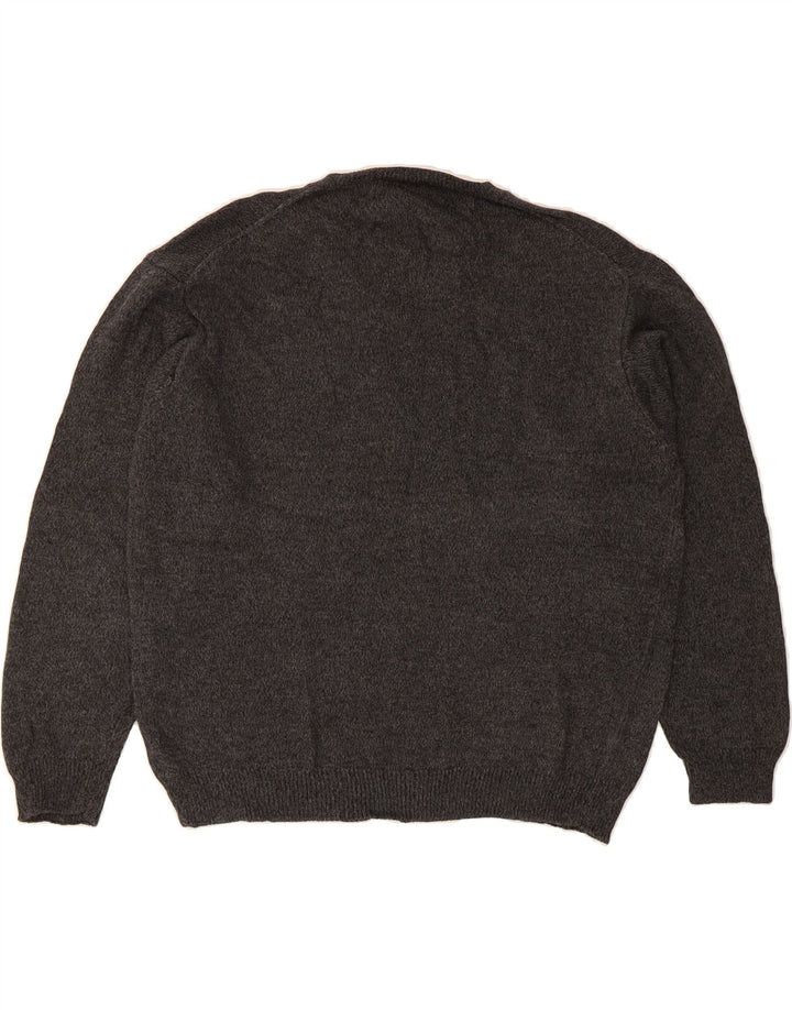 EDDIE BAUER Mens V-Neck Jumper Sweater Medium Grey Flecked Cotton Vintage Eddie Bauer and Second-Hand Eddie Bauer from Messina Hembry 