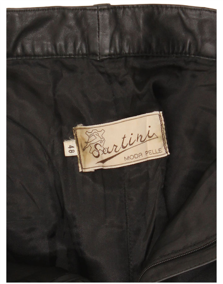 VINTAGE Lige læderbukser til mænd IT 48 Medium W32 L31 Sort