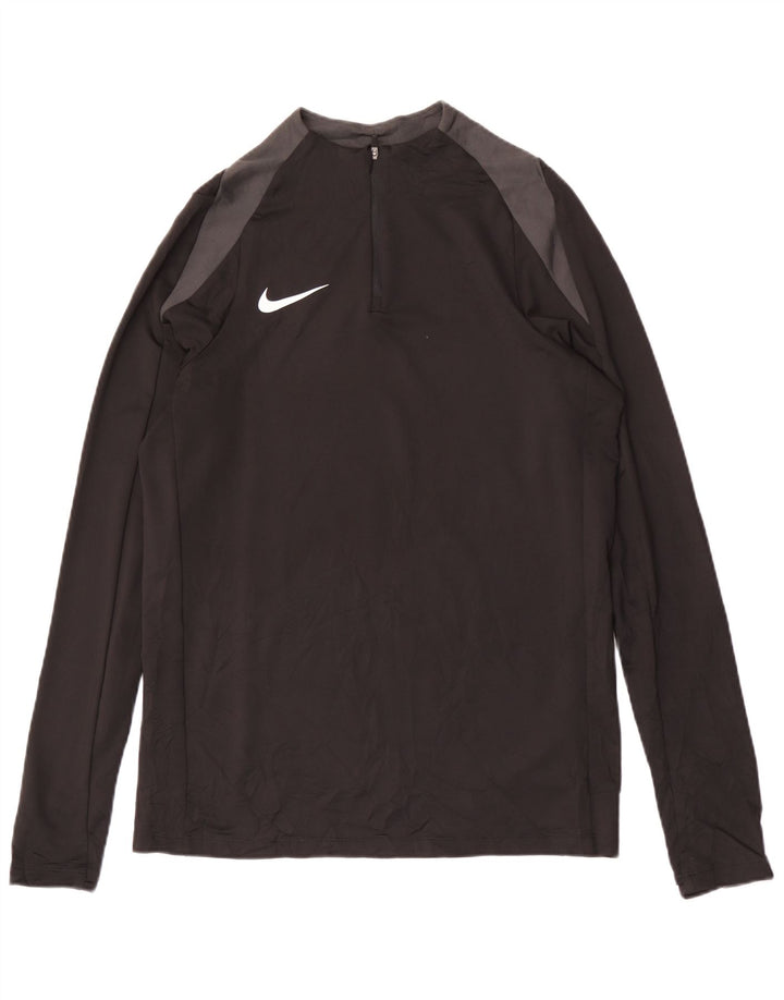 NIKE Herre Dri Fit Pullover med lynlås-hals Træningsdragt Top Medium Sort Colourblock