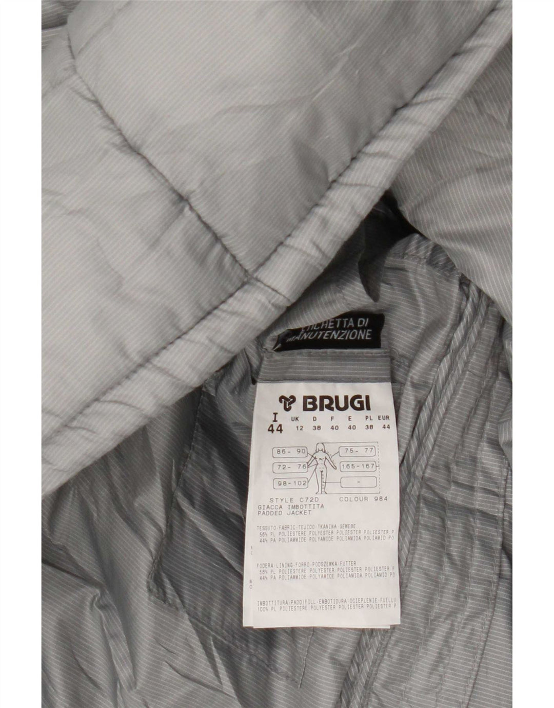 Brugi Dame Polstret Jakke UK 12 Medium Grey Polyester