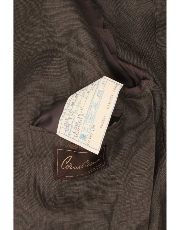 Corneliani Herre Dobbeltradet Blazerjakke IT 50 Stor Khaki Linned