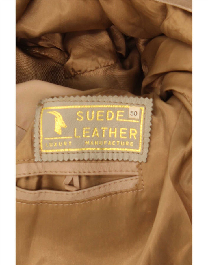 Vintage Herre Læderjakke IT 50 Stort Beige Læder