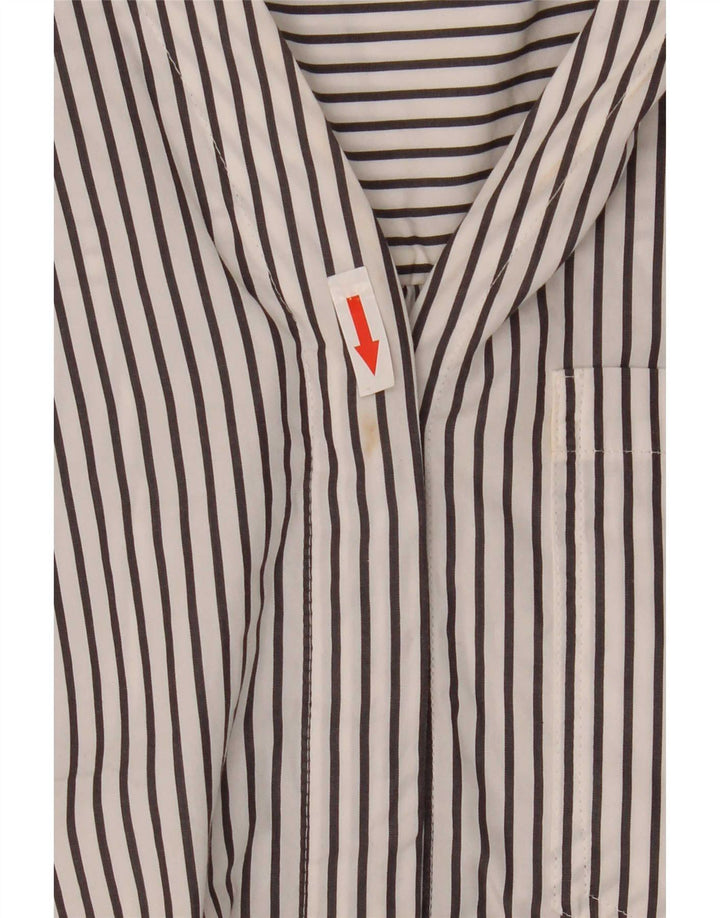 Marks & Spencer Dame Pullover Shirt UK 16 Stor hvid stribet bomuld