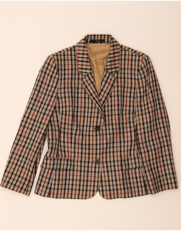 DAKS Womens 2 Button Blazer Jacket UK 14 Medium Multicoloured Check