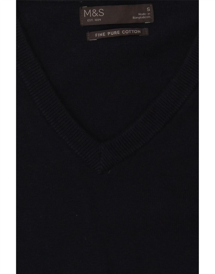 Marks & Spencer Herre V-hals sweater lille marineblå bomuld