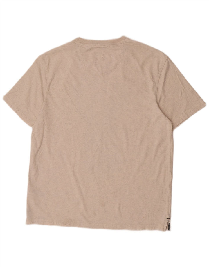 Fat Face Herre grafisk T-shirt Top Stor Off White Flecked Bomuld