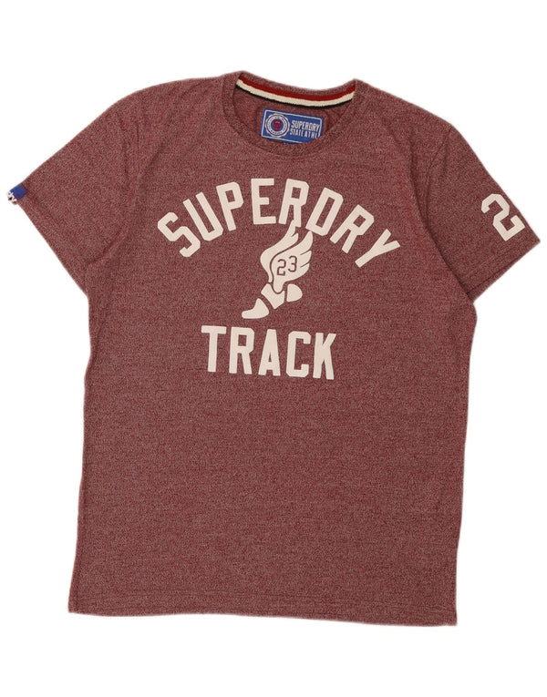 Superdry Grafisk T-shirt top til mænd XL Bourgogne Flecked Bomuld