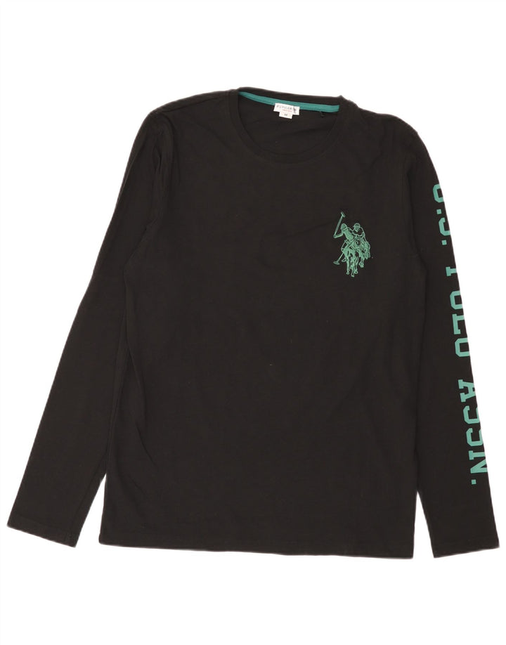 U.S. Polo Assn. Herre grafisk top langærmet medium sort bomuld