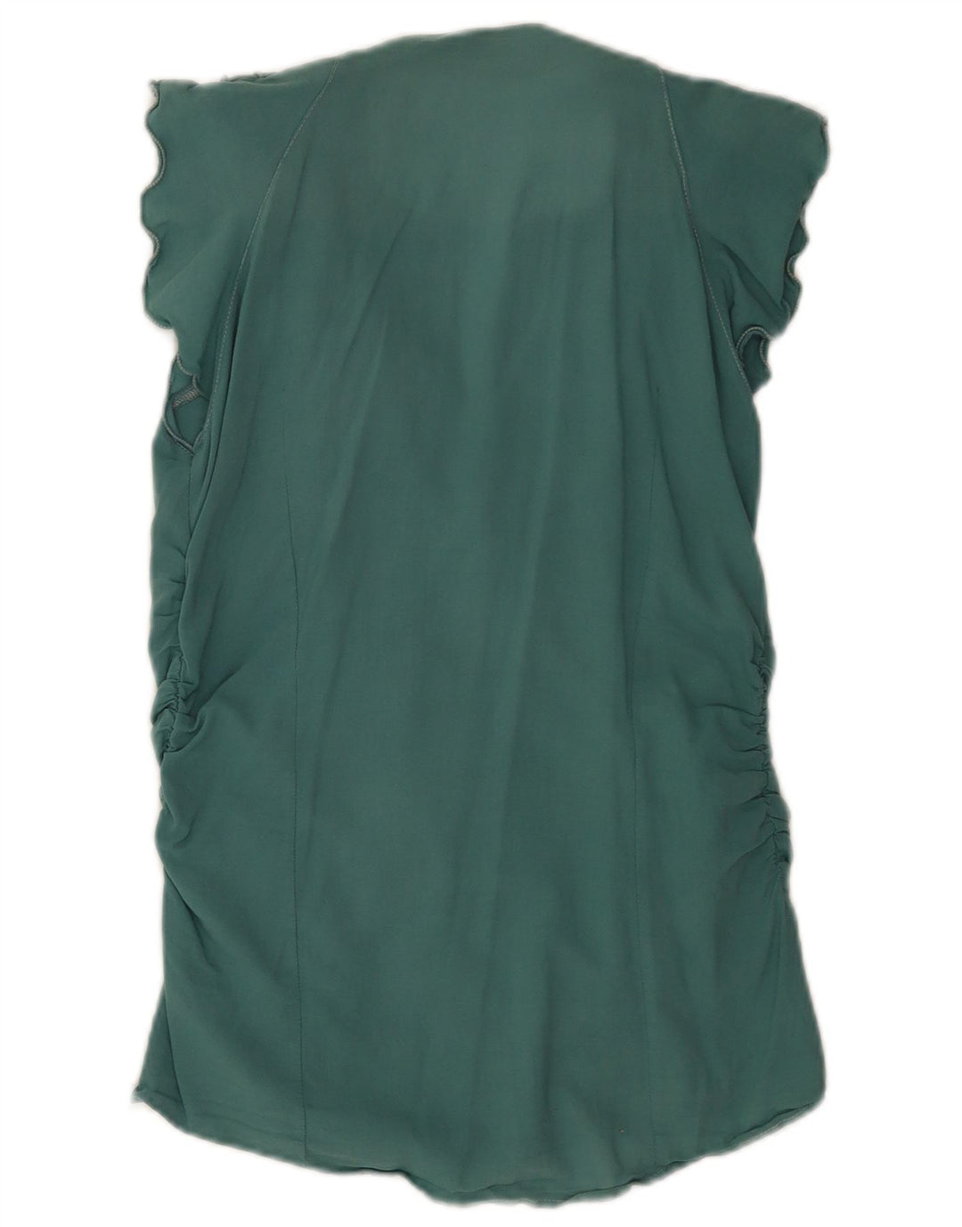 Pinko kvinders kortærmet flæse foran bluse UK 12 Medium Green