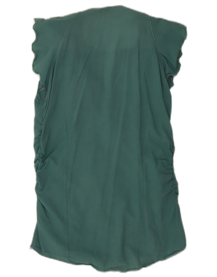 Pinko kvinders kortærmet flæse foran bluse UK 12 Medium Green