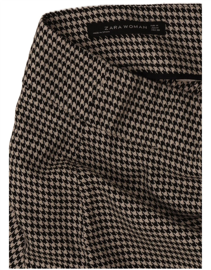 Zara Womens Cropped Trousers Medium W28 L24 Black Houndstooth