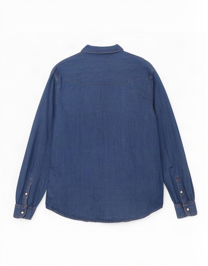 Wrangler Herre Slim Fit denimskjorte Stor blå bomuld