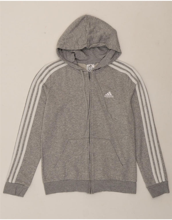 Adidas hættetrøje med lynlås til kvinder UK 8/10 Lille grå flækket bomuld