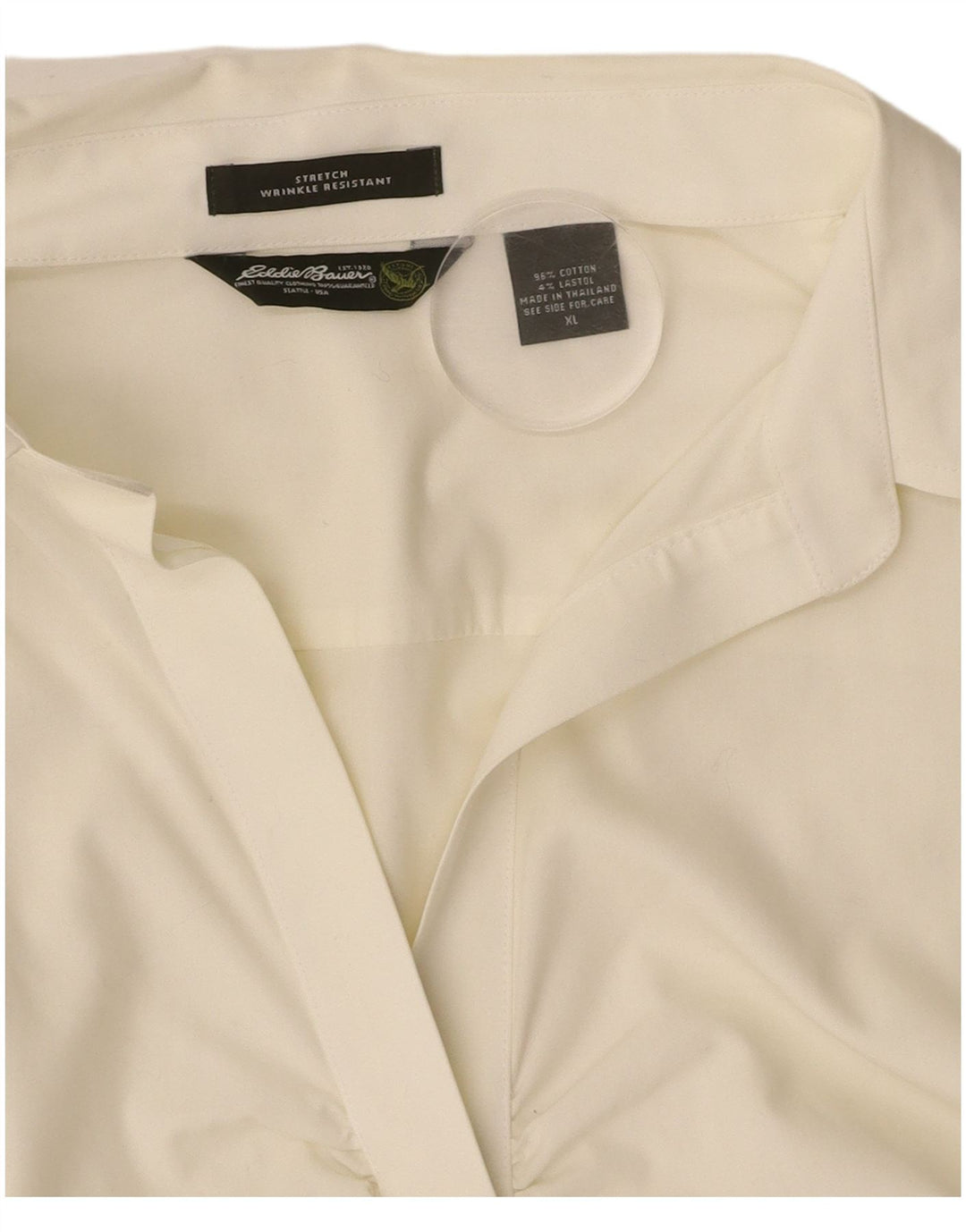 EDDIE BAUER skjortebluse med 3/4 ærmer til kvinder UK 18 XL Hvid bomuld