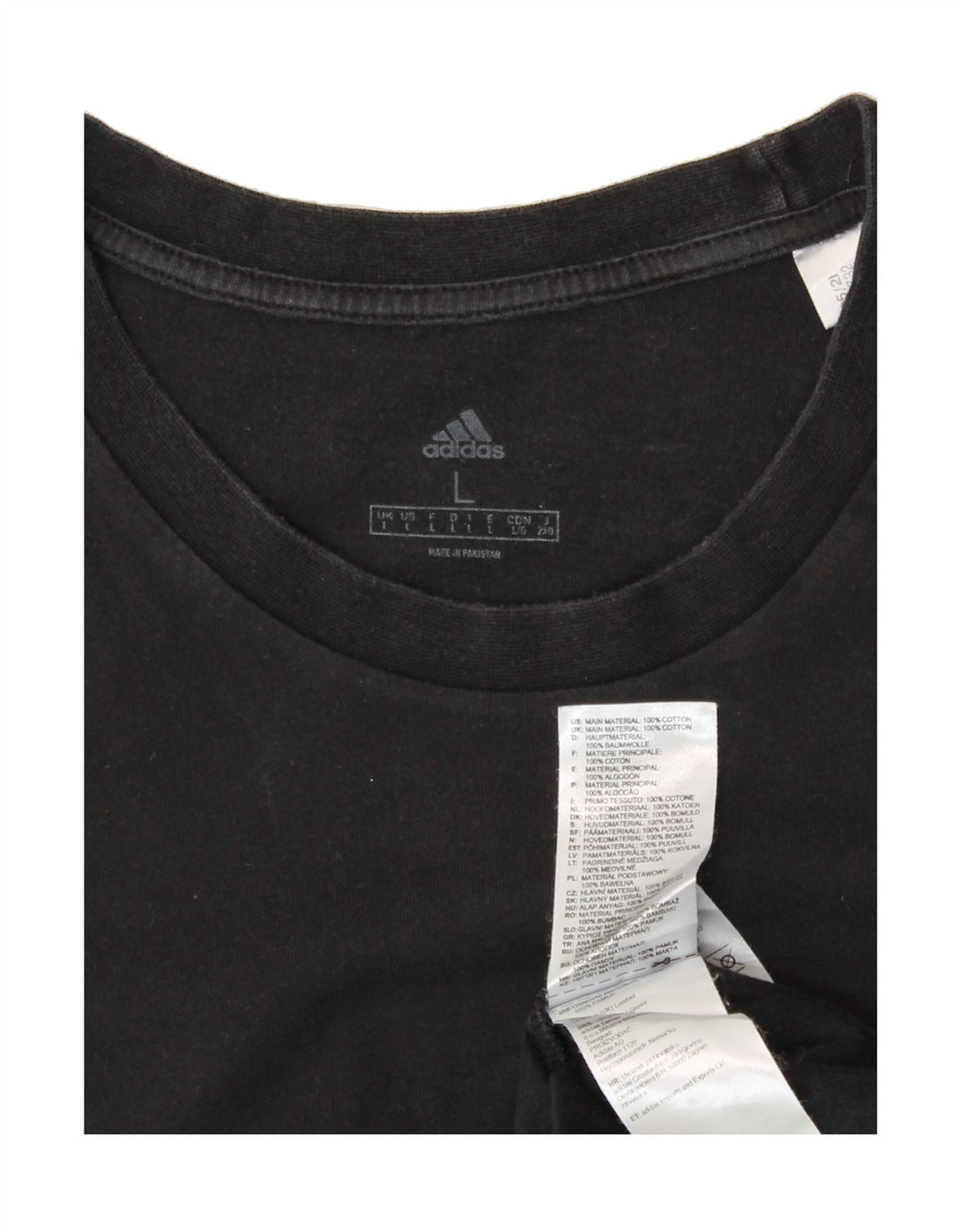 ADIDAS Mens T-Shirt Top Large Black Cotton Vintage Adidas and Second-Hand Adidas from Messina Hembry 